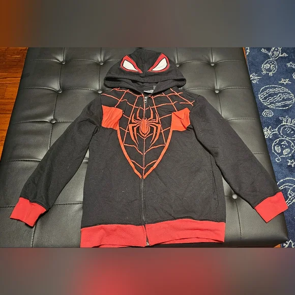 Boys Xl 14 16 Spiderman Zip Up Hoodie Euc - Picture 2 of 2